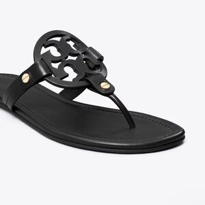 Tory Burch Matte Black Leather Miller Sandals